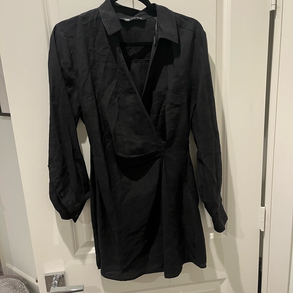 Zara Black Longsleeve shirt dress